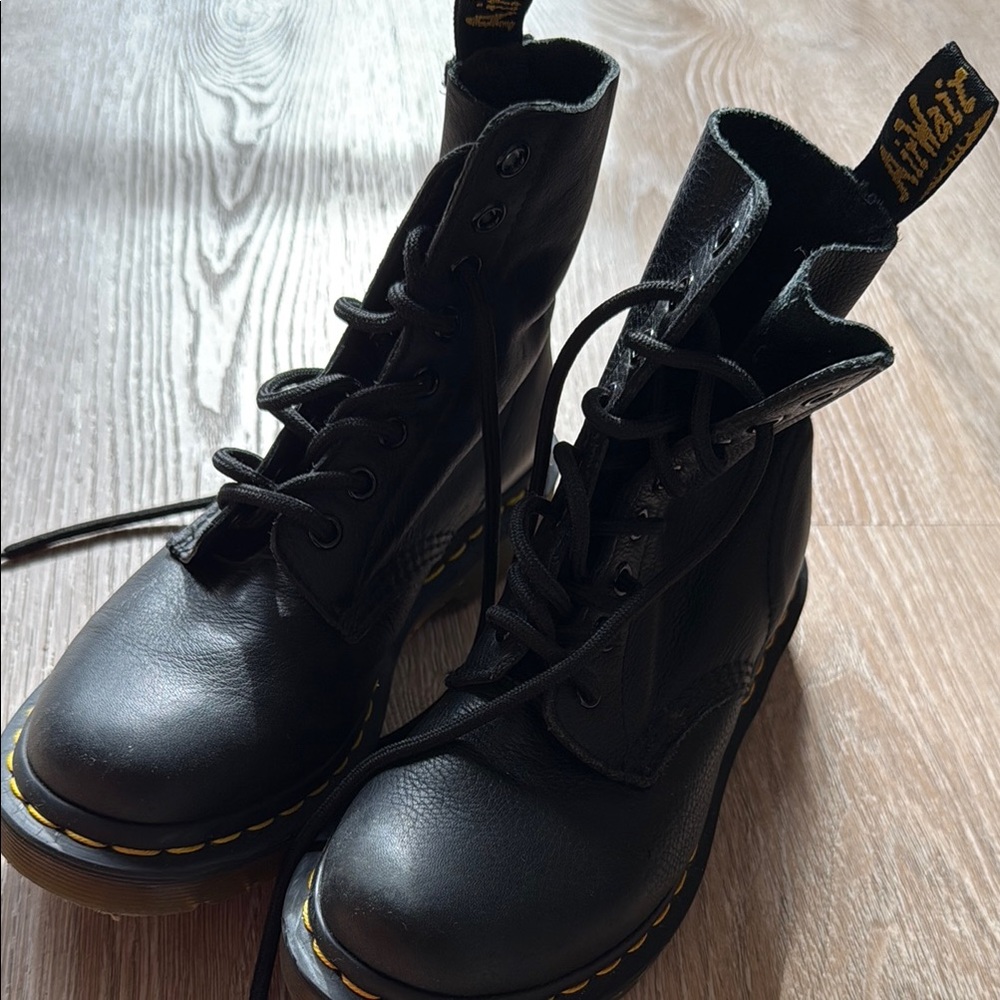 Dr. Martens Black Combat Moto Boots with Chunky Sole